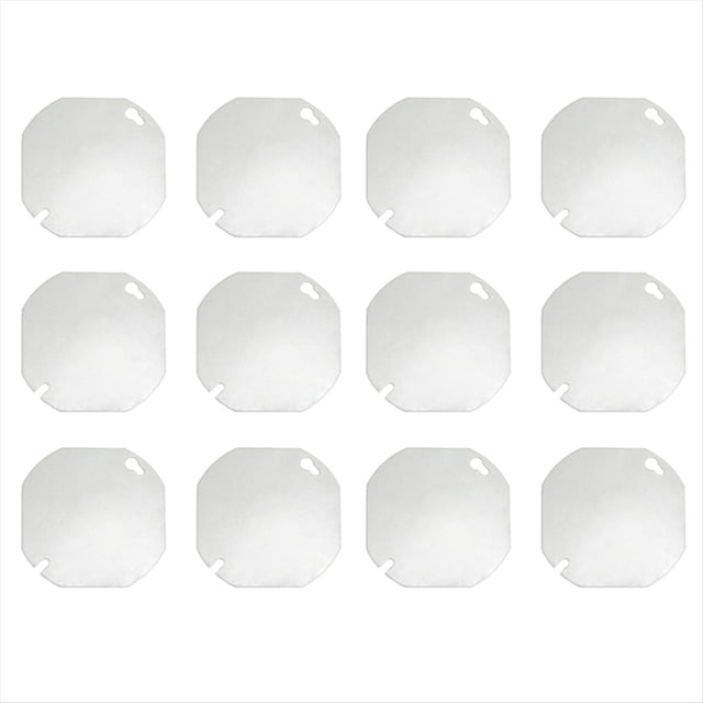 12 Tapas Octogonales para Caja Eléctrica, Tapas Metálicas para Caja de Conexiones, Tapa Ciega para Caja de Salida Octogonal de 4 Pulgadas.