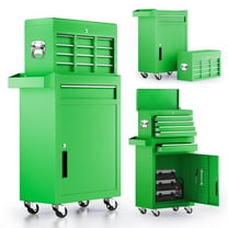 Enyopro 5-Drawer Rolling Tool Chest, Stainless Steel Tool Box with Brake Wheels and 5 Drawers, Detachable Tool Cart, Green