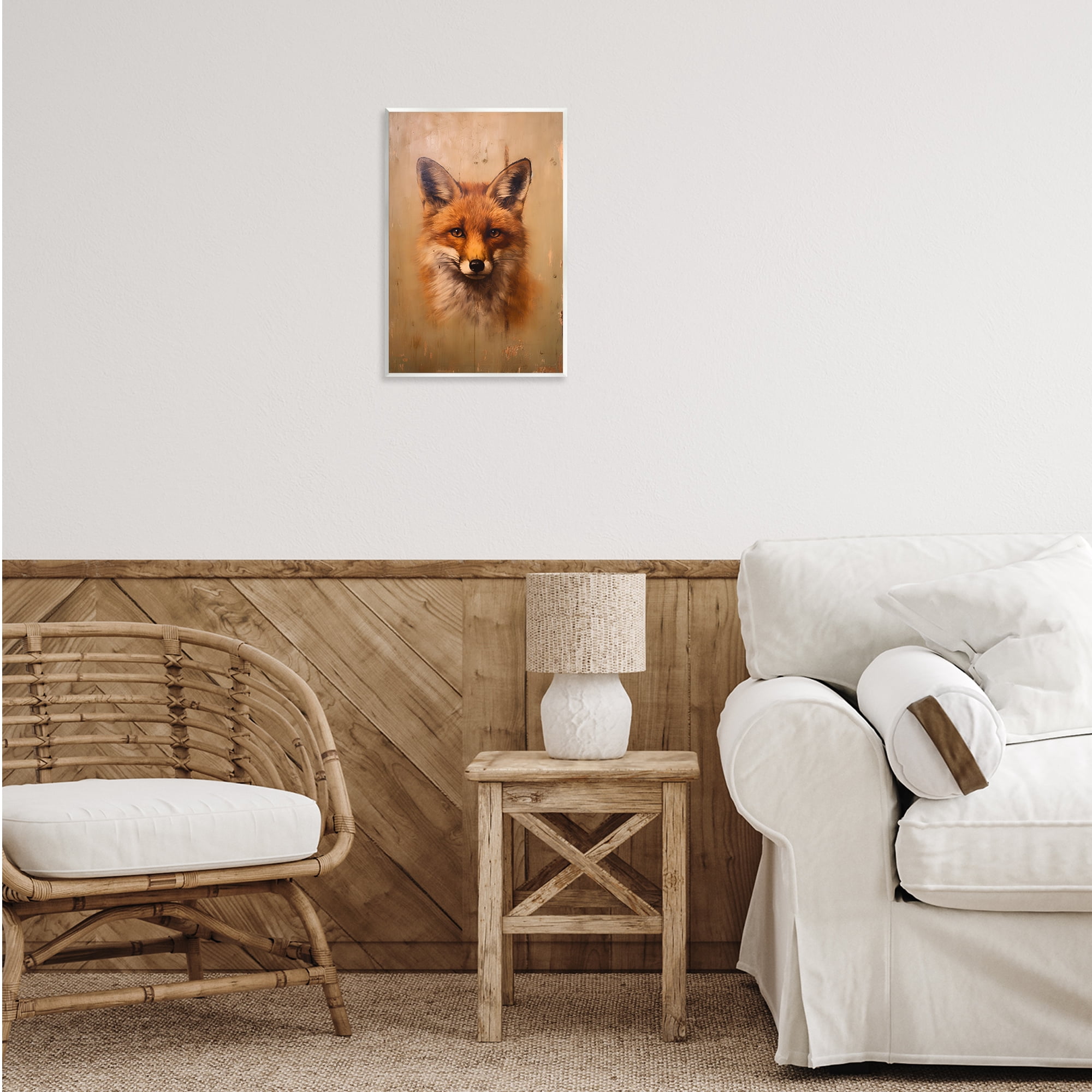 Stupell Industries Woodland Fox Face Animals & Insects Painting Unframed Art Print Wall Art, 13 x 19