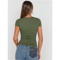 thumbnail image 2 of Womens Square Neck Short SleeveTops Spring Summer Slim Fit Tees Shirts, 2 of 6