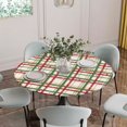 thumbnail image 5 of Green Red Checkered Round Tablecloth for 45-54 Inch Tables,Fitted Table Cover with Elastic Edge,Farmhouse Christmas Winter Striped Waterproof Outdoor Table Cloth Protector for Patio Garden Dinner, 5 of 9