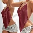 thumbnail image 5 of gbyLJF Sequin Halter Neck Tops for Women V Neck Glitter Shirts Sparkly Open Back Tank Top for Party Club Night Disco Concert, 5 of 7