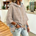 thumbnail image 4 of Women Casual Hooded Sweatshirt 3/4 Sleeve Floral Pattern Oversized Pullover Loose Fit Drawstring Hoodie Trendy Travel And Going Out Pullover Tops, 4 of 6