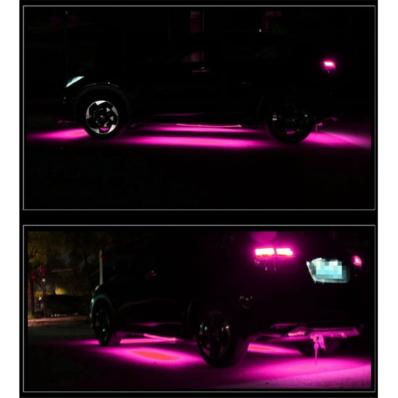 4 Pcs Waterproof Pink Car SUV Chassis LED Atmosphere Lights Strip 90cm 135cm 12V