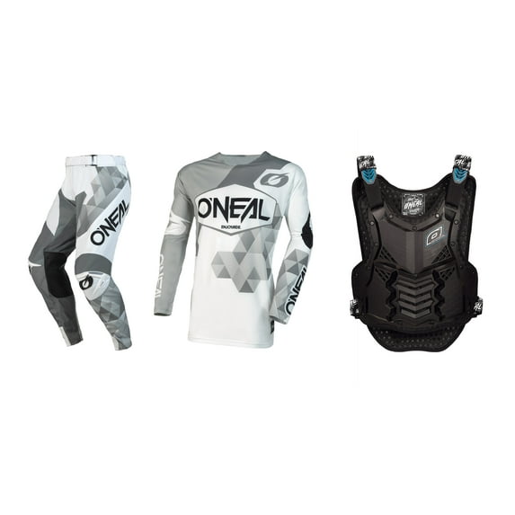 Oneal 2023 Mayhem Covert Offroad Jersey Pant Chest Protector Combo White (Large / 38)