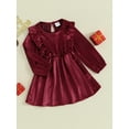 thumbnail image 3 of Wassery Toddler Girls Christmas Princess Dress Clothes 9M 12M 18M 24M 2T 3T 4T Kids Girls Long Sleeve Velvet A-line Dress Fall Christmas Themed Clothing for Baby Girls, 3 of 9