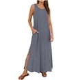 thumbnail image 5 of gakvbuo Summer Tank Dress For Women Maxi Dress Sundress Womens Summer Casual Beach Sleeveless V-Neck Long Dress, 5 of 9