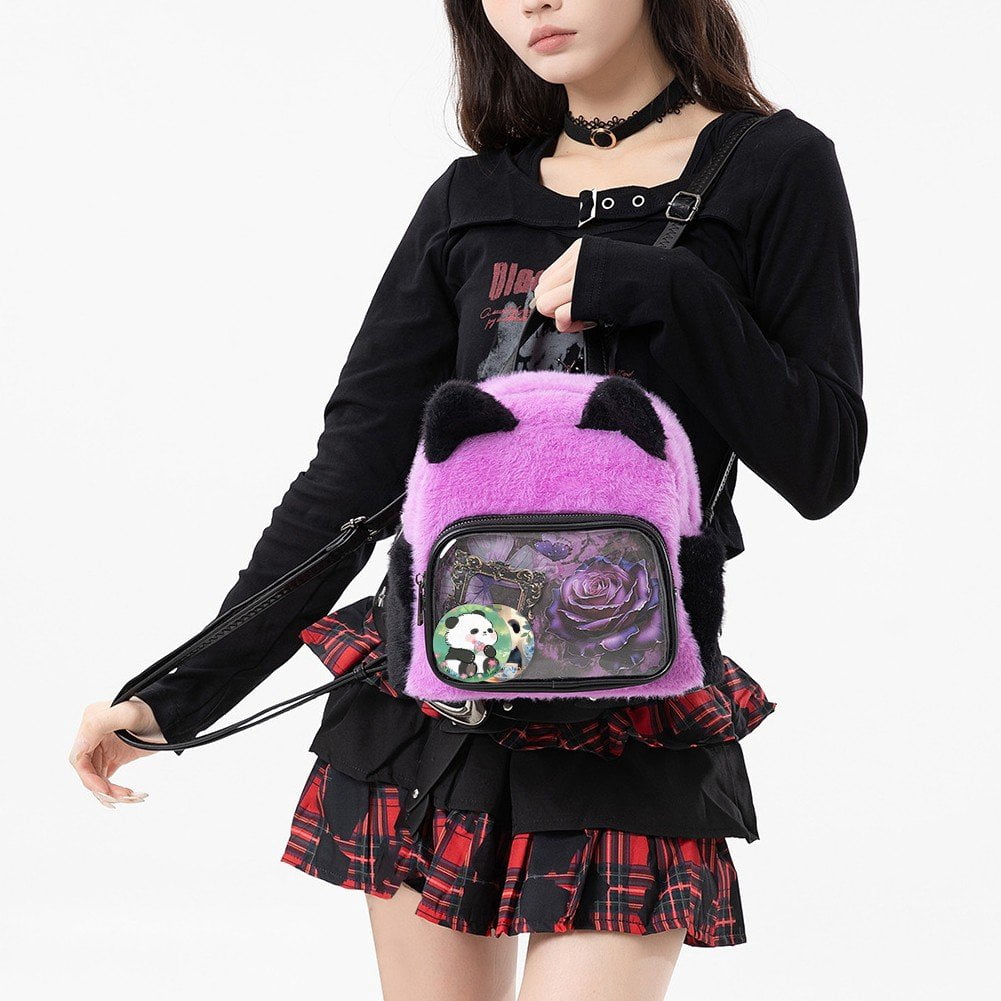 Yvsxxv Purple Plush Ita Backpack, Women Pin Display Daily Backpack, 1 Pc