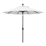 Magnolia Garden 9' Push Button-Tilt Crank Lift Dark Bronze Umbrella with Olefin Fabric - Natural White