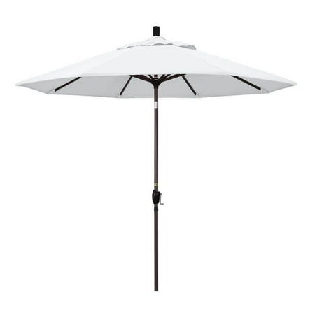 Magnolia Garden 9' Push Button-Tilt Crank Lift Dark Bronze Umbrella with Olefin Fabric - Natural White