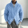 thumbnail image 2 of FOPSUFGWFO Cable Knit Cardigan for Men Solor Collar Loose Zipper Sweaters Long Sleeve V-Neck Tops for Fall Winter XL, 2 of 6
