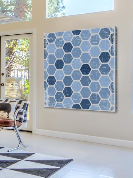 "Blue Honeycomb" Painting Print on Wrapped Canvas