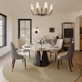 thumbnail image 5 of POVISON 59"Modern Round White Dining Table for 6, Matte Sintered Stone Tabletop, Solid Black Carbon Steel Base, 5 of 10