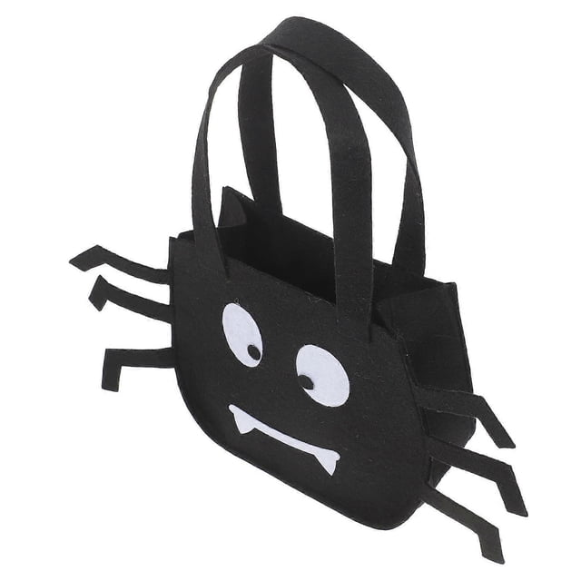 Here's a polished and engaging product description based on your input:\n\n \n\n**Halloween Candy Bag with Handle – Spider Design Felt Treat Tote for