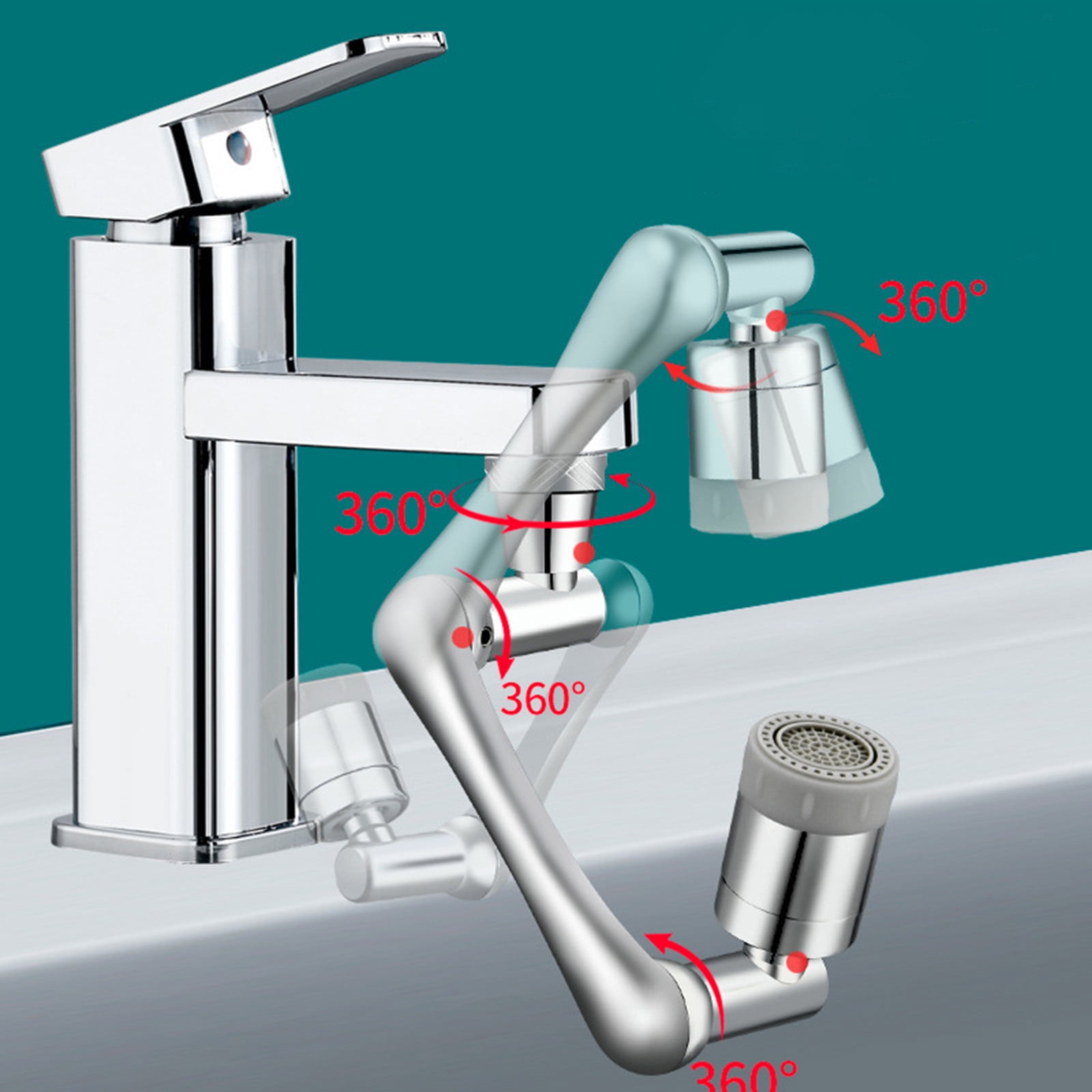 1440 Degree Universal Extension Faucet Washbasin Tap Splash Aerator Splash Filter Faucet Faucet Adaptor Rotary Robot Arm Faucets ,Water Saving