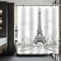 Paris Shower Curtain, Eiffel Tower Shower Curtain, French Shower Curtain Set Waterproof Bath Curtain Paris Bathroom Decor with 12 Hooks, 72x72 inches