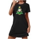 thumbnail image 2 of Camisón corto navideño para mujer, talla grande, cuello redondo, manga corta, estampado en el pecho, vestido de noche para mujer, 2 of 3
