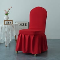 Spandex Dining Chair Covers with Skirt ā Washable & Fitted Slipcovers for Dining Room Chairs, Weddings, Home, Hotel Decor ābright red