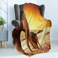 thumbnail image 4 of Zoo Soft Flannel Fleece Throw Blanket, Mother and Baby Family in Kenya Safari Landscape Environment, Cozy Plush for Indoor and Outdoor Use, 60" x 80", Dark Orange Orange, by Ambesonne, 4 of 5