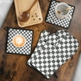 thumbnail image 5 of Gray and White Checkerboard Checkered Pattern Kitchen Oven Mitt and Pot Holder Sets 4 Pcs for Baking, Cooking and Grilling, Heat Resistant Up To 392 °F, 5 of 7