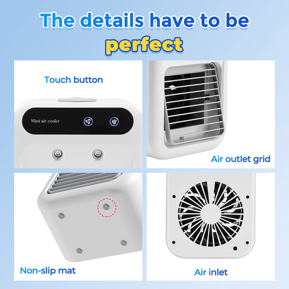 Portable Air Conditioners, 3-In-1 Cooling Fan Air Conditioner with Speed Mist & Fan, Built-In 1800mah Battery, 500ml Water Tank, Portable Air Cooler for Office, Room, Bedroom