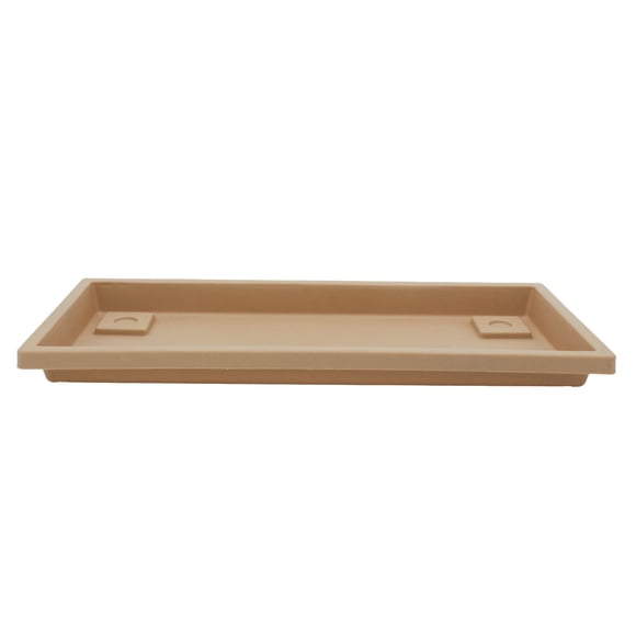 The HC Companies Venetian Rectangular Plant Tray, Plastic Drip Saucer, Sandstone