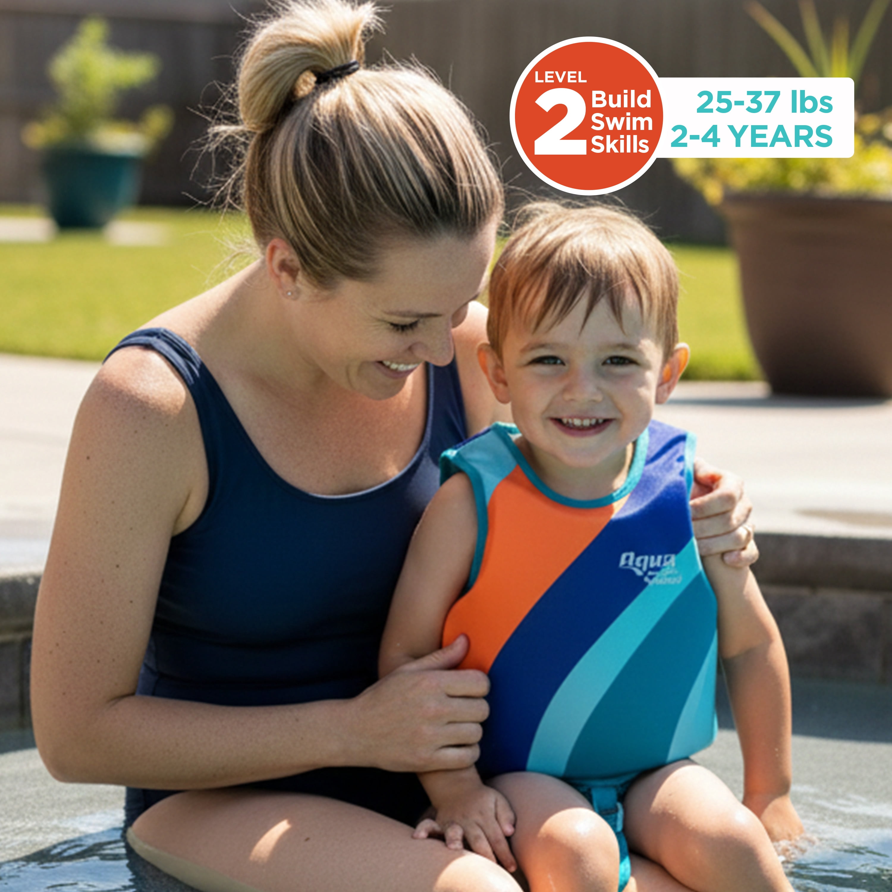 Aqua SwimSchool Swim Training Vest, Ages 2-4 Years, 25-37 lb, Blue