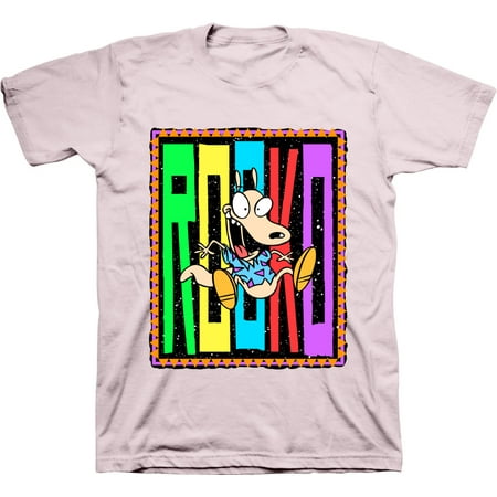 Mens Nickelodeon Rocko's Modern Life Shirt - Retro Nick Rocko tee - Classic Nick Graphic T-Shirt (Soft Pink, XX-Large)