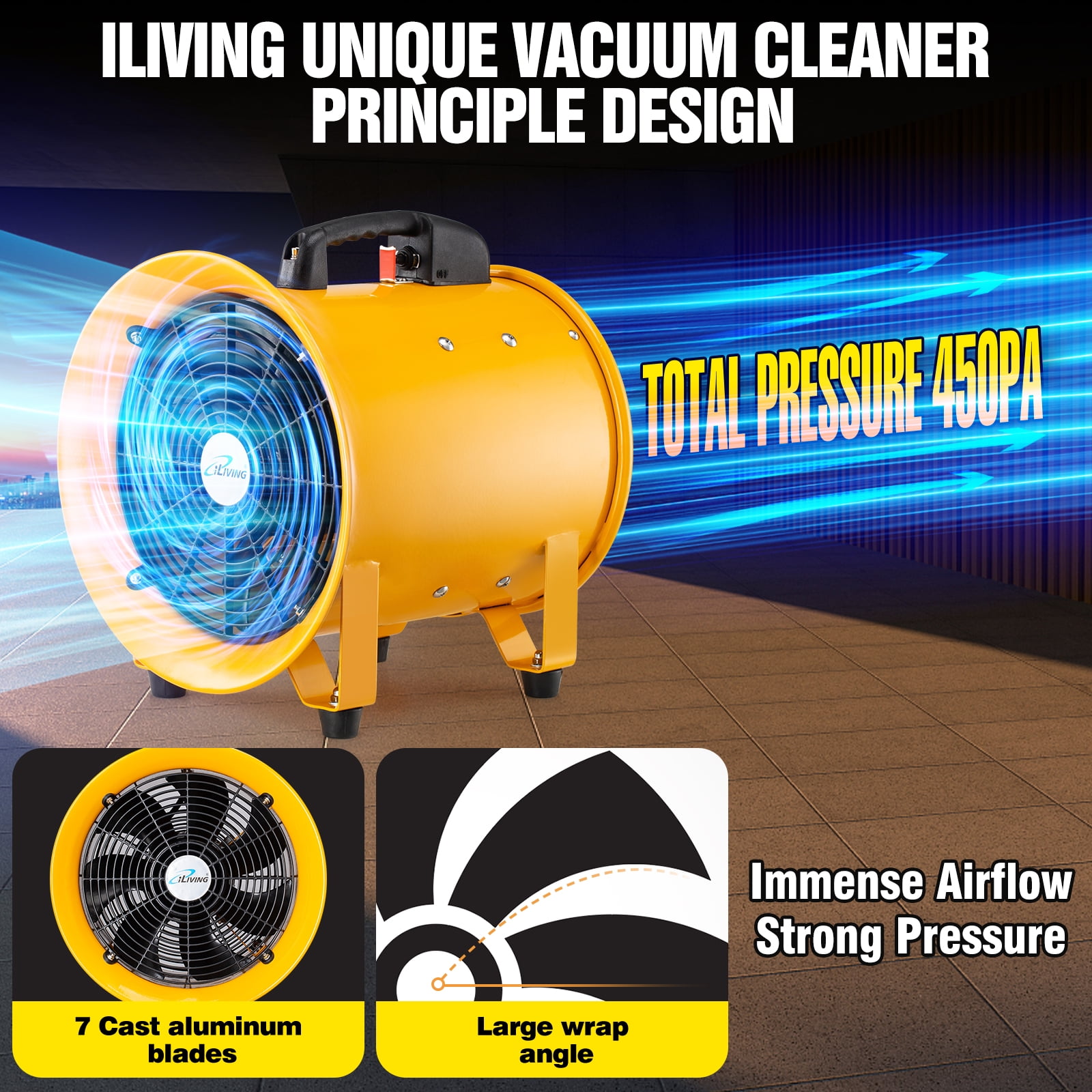 iLIVING 12 inch Utility Blower Exhaust Warehouse Ventilator Fan, 550W, 3450RPM