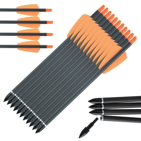 AMEYXGS 100% Pure Carbon Arrows 7.5 Crossbow Bolts Archery Hunting-12pcs