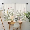thumbnail image 3 of Light Green Leave Plant Small Short Kitchen Curtains Floral Botanical Wildflower Flower Floral Rod Pocket Farmhouse Cafe Curtains Herb Vintage Cute Bedroom Living Room Treatment Fabric, 3 of 6