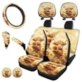 thumbnail image 2 of Uorisanigo Baby Cow Sunflower Automobile Front and Rear Cushion Covers Gear Lever Cover+Hand Brake Cover Steering Wheel Cover Pillowcase for Cars Water Coaster Protection 11 PCS, 2 of 7