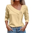 thumbnail image 2 of Chiccall Long Sleeve Eyelet Tops for Womens Solid V Neck Dressy Casual Elegant Blouse Trendy Embroidery Button Tops Yellow S, 2 of 5
