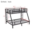 thumbnail image 3 of Metal Bunk Beds, Twin XL over Queen Bunk Bed Frame with 2 Ladders and Full-Length Guardrail for Teens and Adults, Space-Saving/Noise Reduced/No Box Spring Needed, Black, 3 of 7