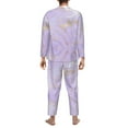 thumbnail image 5 of Kll Lavender Glitter Foil Stripes Sleepwear Mens Flannel Pajamas,Long Cotton Pj Set, 5 of 9
