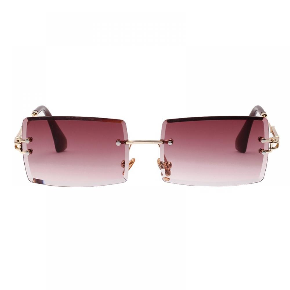 Fashion Small Rectangle Sunglasses Women Ultralight Candy Color Rimless Ocean Sun Glasses - Purple - image 2 of 5