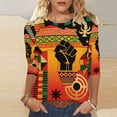 thumbnail image 5 of Ladies Tops and Blouses Plus Size,Black History Month African T-Shirt for Women Pride Celebration Shirt Blouse 3/4 Sleeve Crewneck Tshirt Tops, 5 of 9