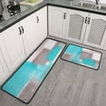 thumbnail image 4 of Abstract Kitchen Rugs Set of 2 Turquoise and Grey Non-Slip Kitchen Floor Rug and Mat Teal Anti-Fatigue Comfort Standing Area Mat for Kitchen Living Room Laundry Outdoor Decor 17"x48"+17"x24", 4 of 5