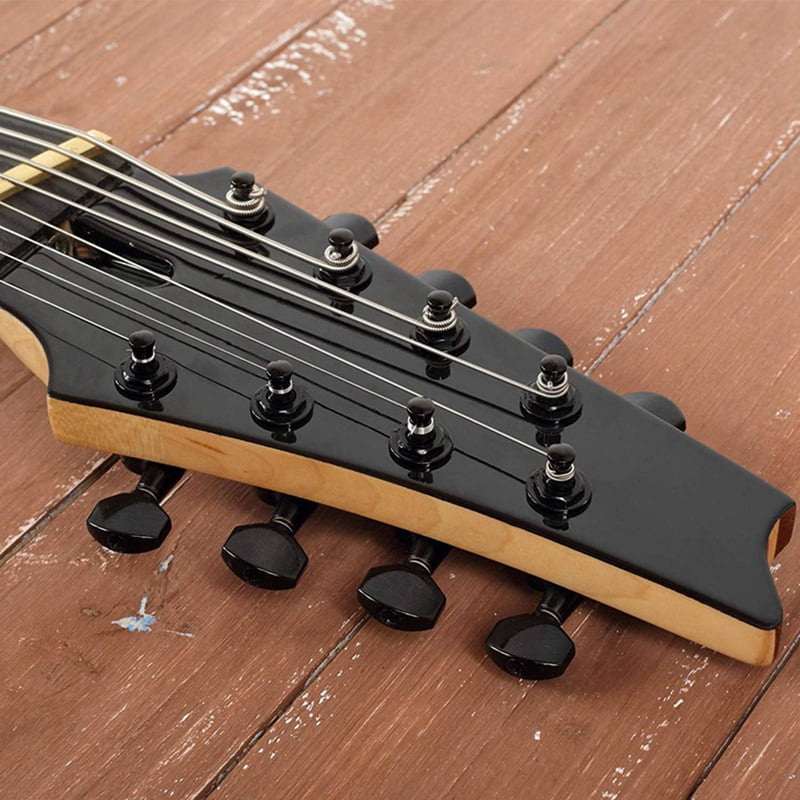 24 Pieces Guitar String Tuning Pegs Keys 3 Left 3 Right Guitar Machine Heads Knobs with Strap Button Locks Picks (Black)