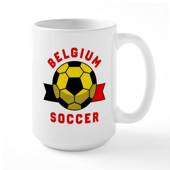 CafePress - Belgium Soccer Mugs - 15 oz Ceramic Large White Novelty Mug
