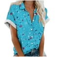 thumbnail image 2 of Fiudx Camisas de Mujer Blusas de Manga Corta con Estampado Hawaiano, Cómodas E Informales, a La Moda, para Mujer, 2 of 5