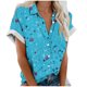 thumbnail image 1 of Mujeres Pantalones Cortos Casual Hawaii Impreso Manga Corta Blusa Superior, Regular Ajuste Sudadera de Verano Sexy, 1 of 5