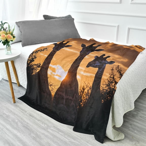 Fluorescent Cover blanket 70x55 inch frannel blanket Office nap blanket Camping blanket Bedding travel blanket Glow blanket Sunset Giraffe