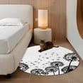 thumbnail image 2 of Small Round Rug 3Ft Washable Non-Slip, Dandelion Circle Area Rugs for Living Room Bedroom, Black White Modern Country Rustic Plants Indoor Floor Mats Carpet Runner for Home Decor, 2 of 8
