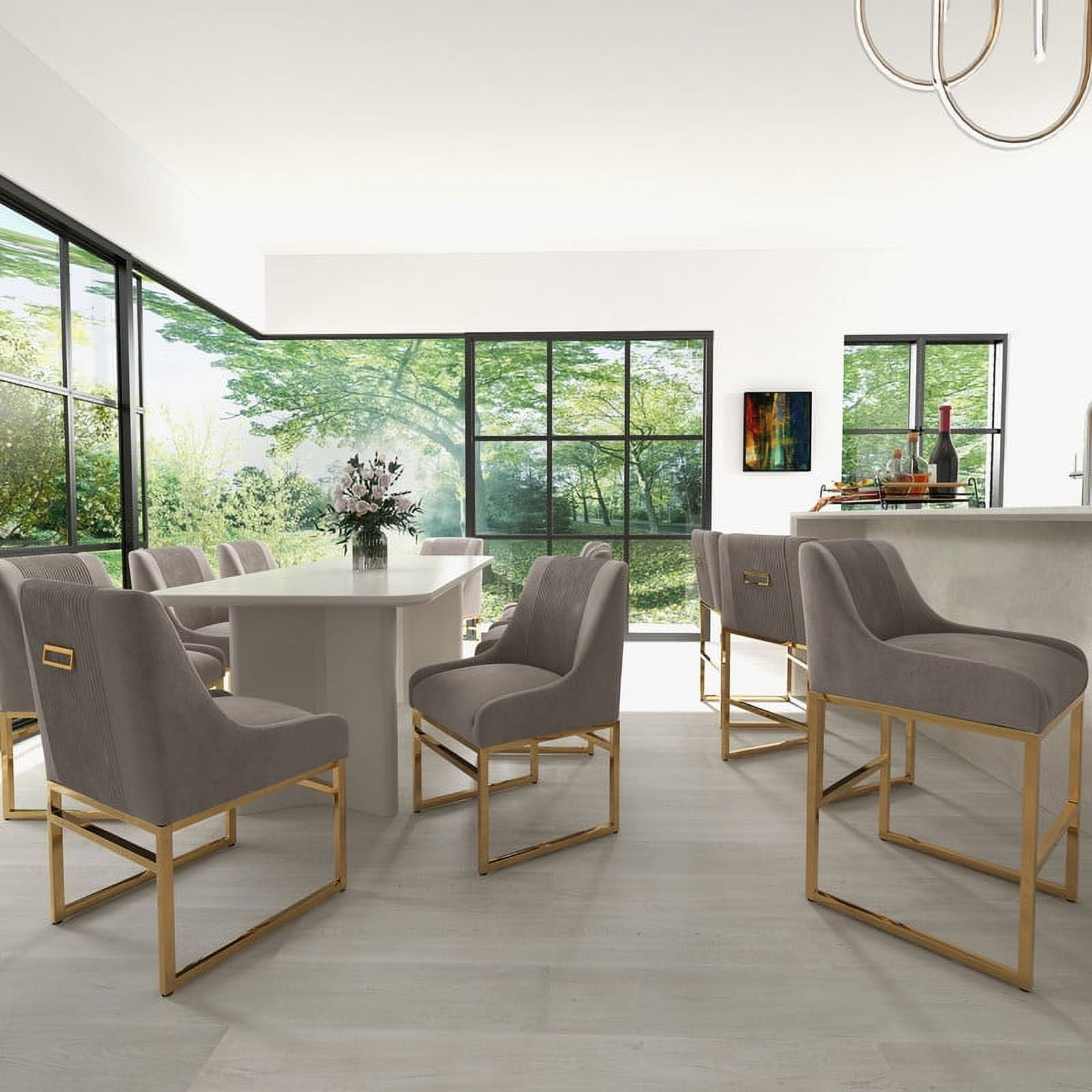 SEYNAR Modern Velvet Upholstered Accent Dining Chairs Set of 8, Kitchen Side Chair with Metal Frame for Living Room