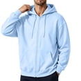 thumbnail image 2 of Resicozy Zip Up Hoodie Men Long Sleeve Solid Color Plain Hooded Sweatshirts Casual Fall Spring Track Jackets with Pockets Light Blue S, 2 of 7