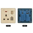 thumbnail image 3 of Unique Bargains UK Socket Switched Multi Power Outlet Dual USB Gold Tone 250V 13A 88x86mm, 3 of 5