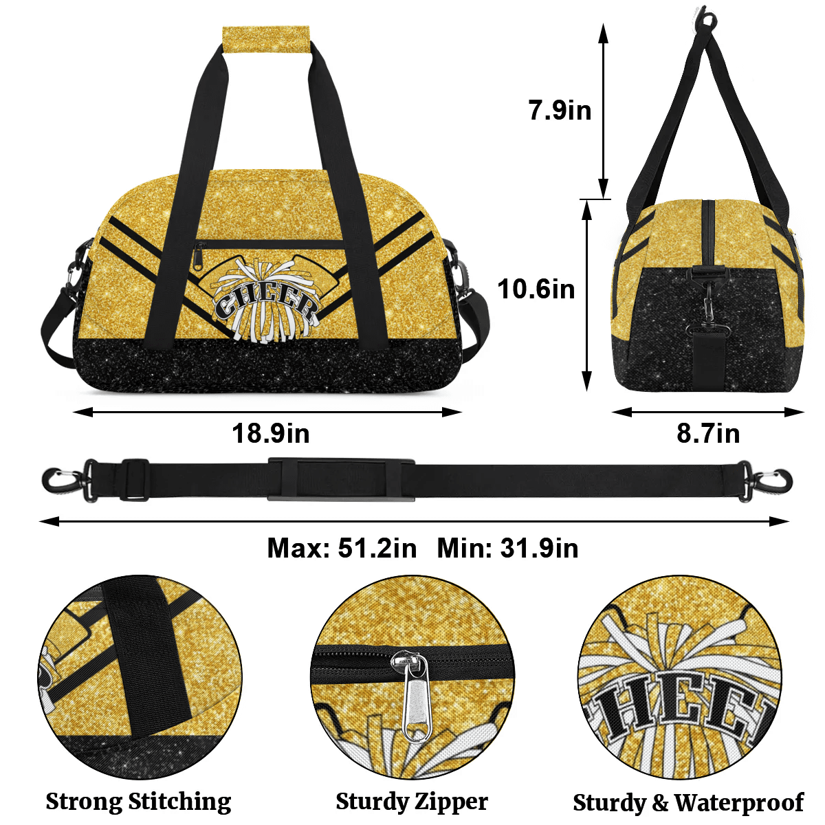 Qzjjjmy Cheer Bag Dance Bag for Girl Cheerleader Bag Sport Duffel Bag