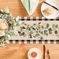 thumbnail image 4 of Spring Eucalyptus Leaves Greenery Table Runner, Black White Buffalo Plaid Check Kitchen Dining Table Decor, Green Plants Botanical Summer Farmhouse Home Decoration Party Supply 13 x 90 Inches, 4 of 6
