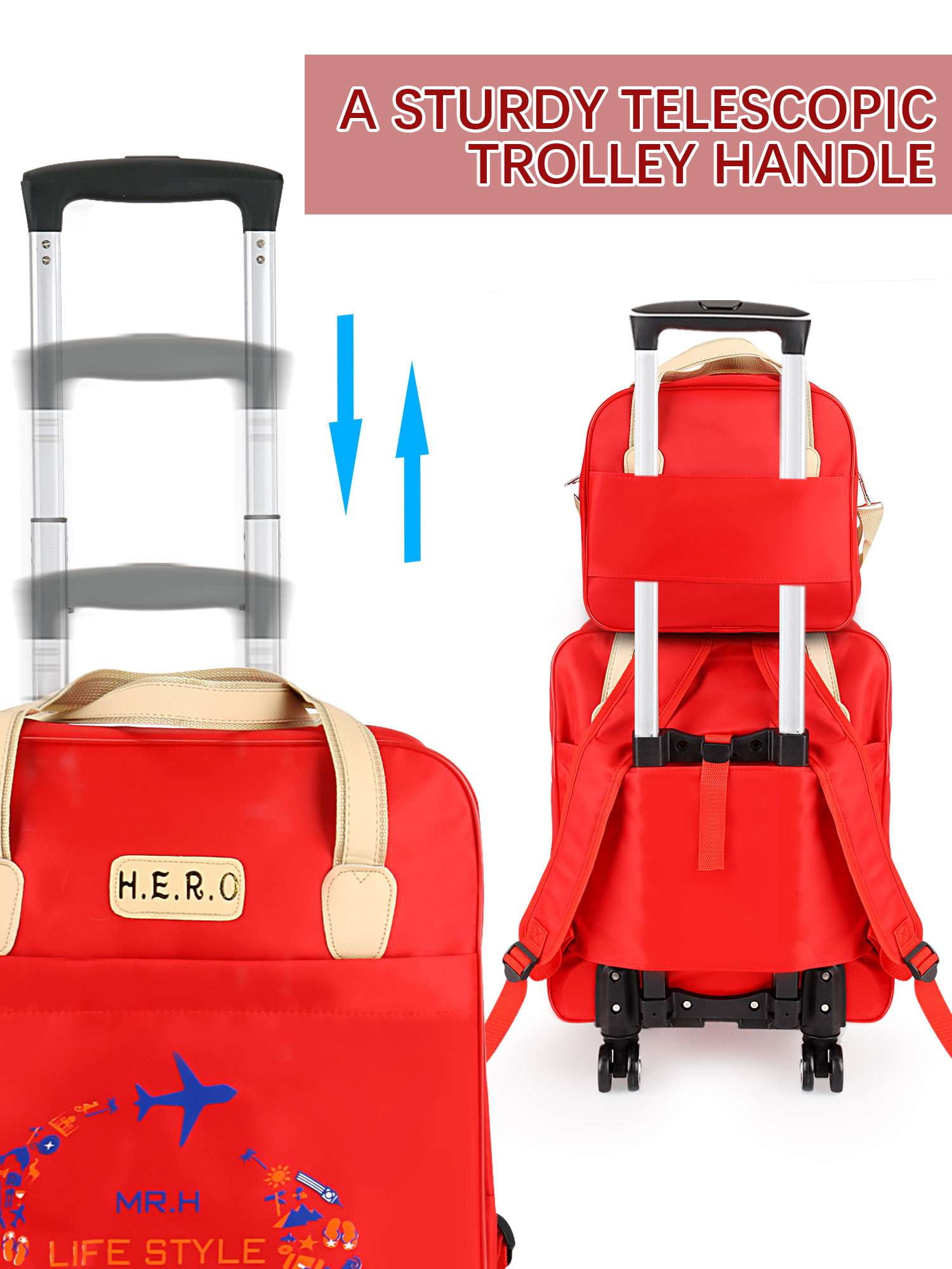 PULLIMORE 2PCS Carry-On Luggage Set 360° Spinner 4-Wheels，for Travel,Vacation,Camping,Business Trip (Blue)